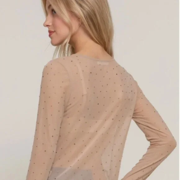 CLEAR OUT!!!! Sheer Rhinestone Top - Picture 3 of 6